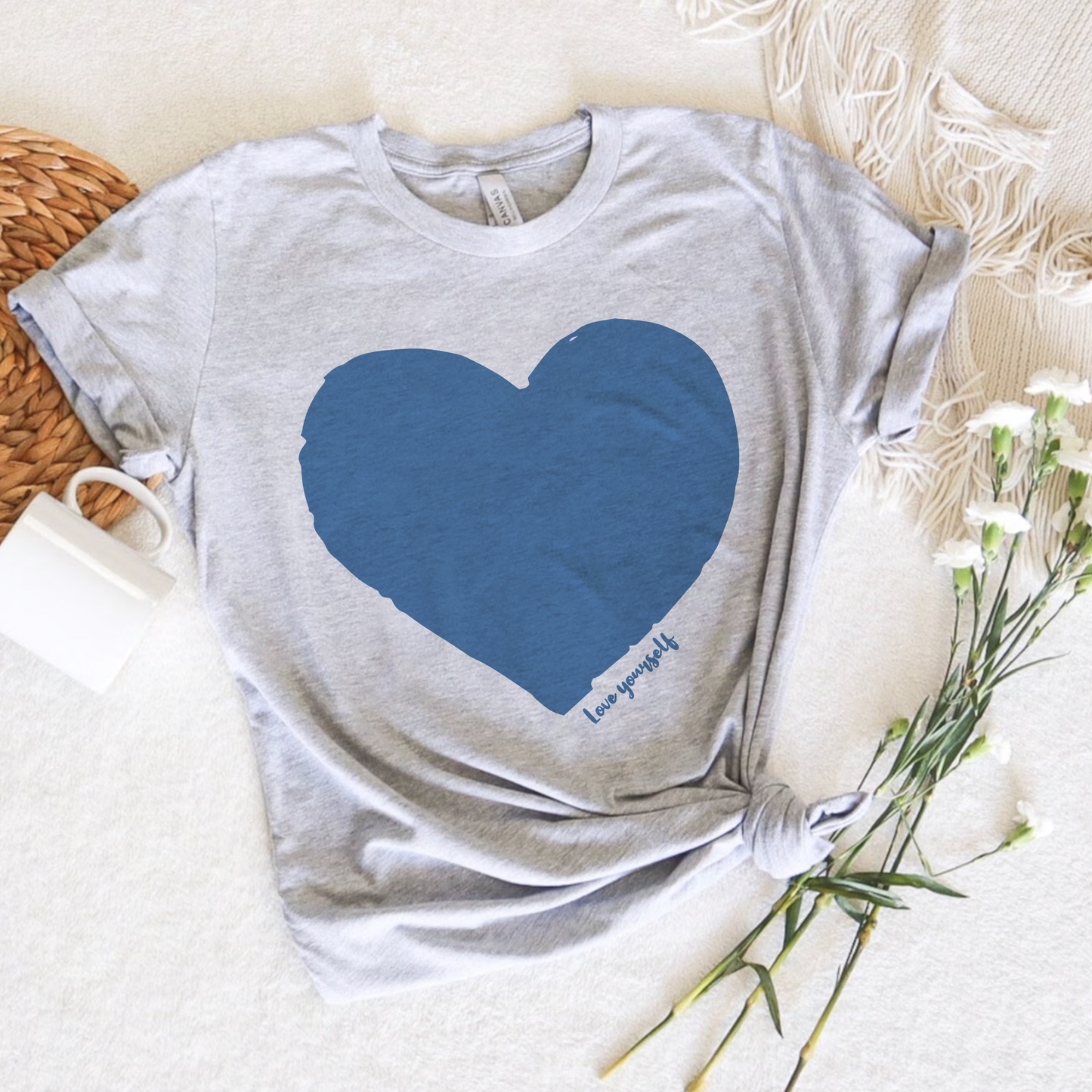 Love Yourself T-shirt, Blue Heart