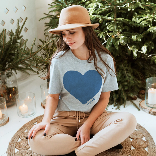 Love Yourself T-shirt, Blue Heart