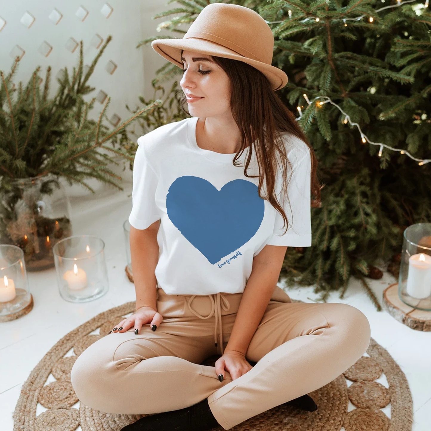 Love Yourself T-shirt, Blue Heart