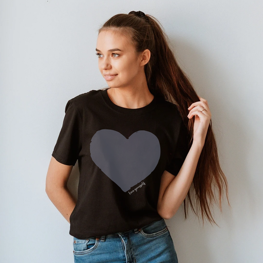 Love Yourself T-shirt, Charcoal Heart