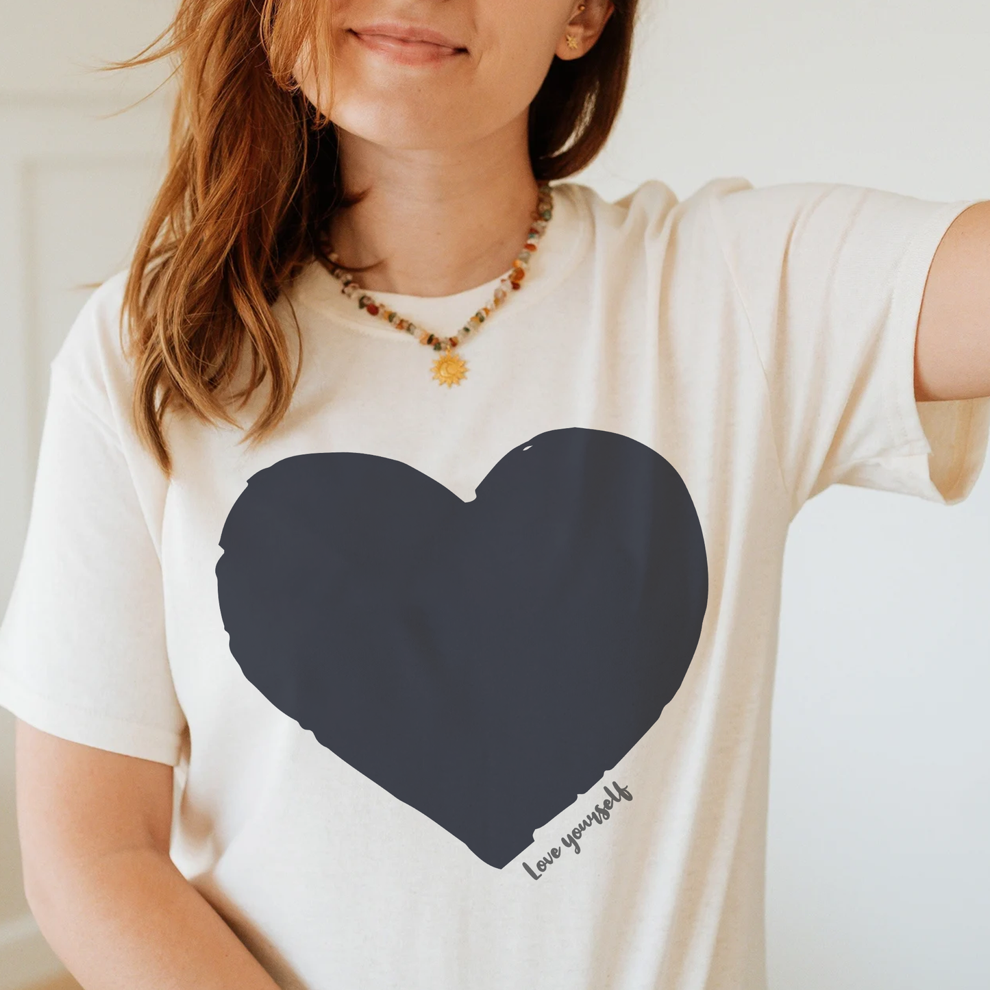 Love Yourself T-shirt, Charcoal Heart