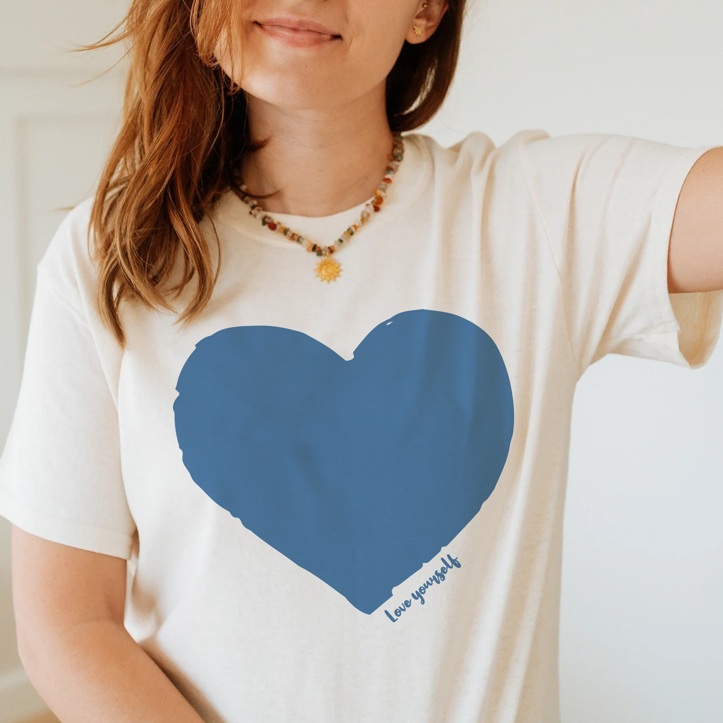 Love Yourself T-shirt, Blue Heart