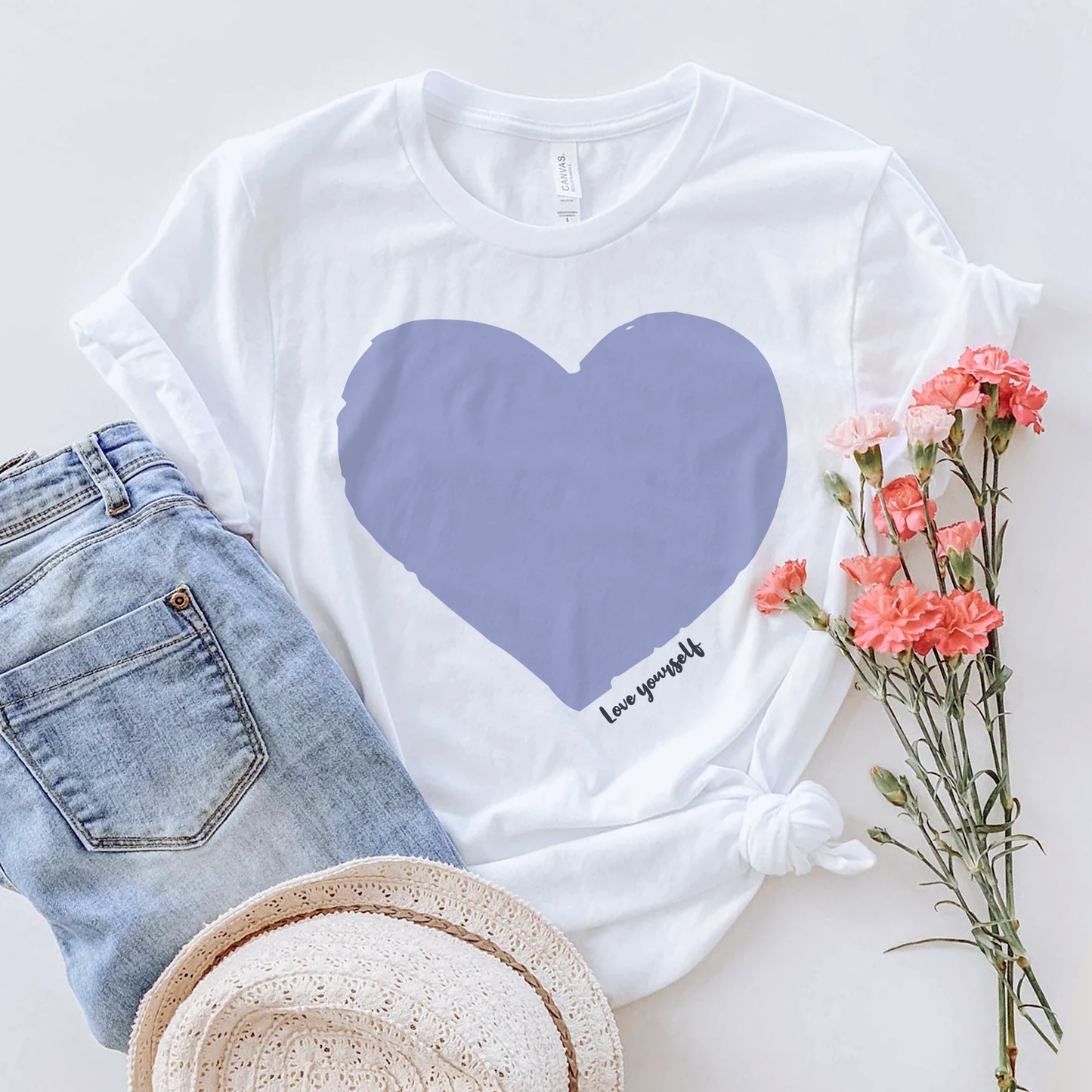 Love Yourself T-shirt, Lilac Heart