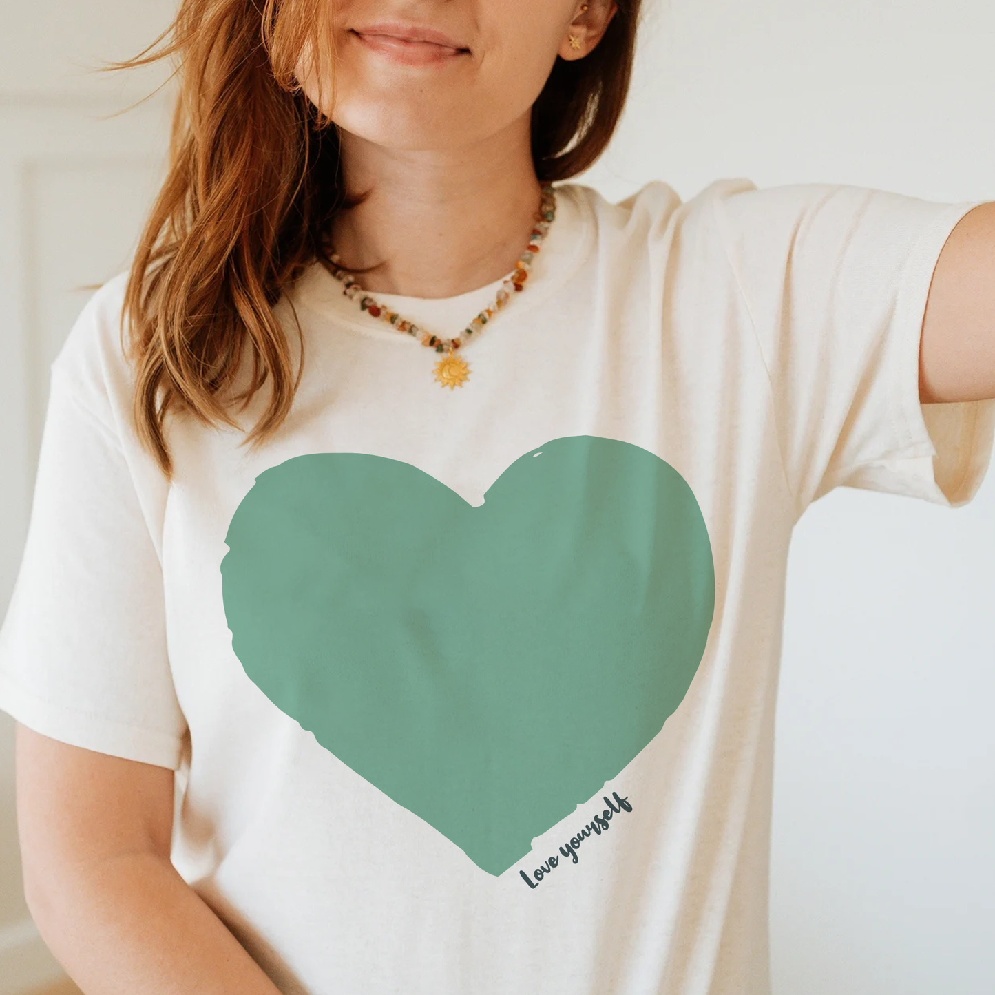 Love Yourself T-shirt, Green Heart