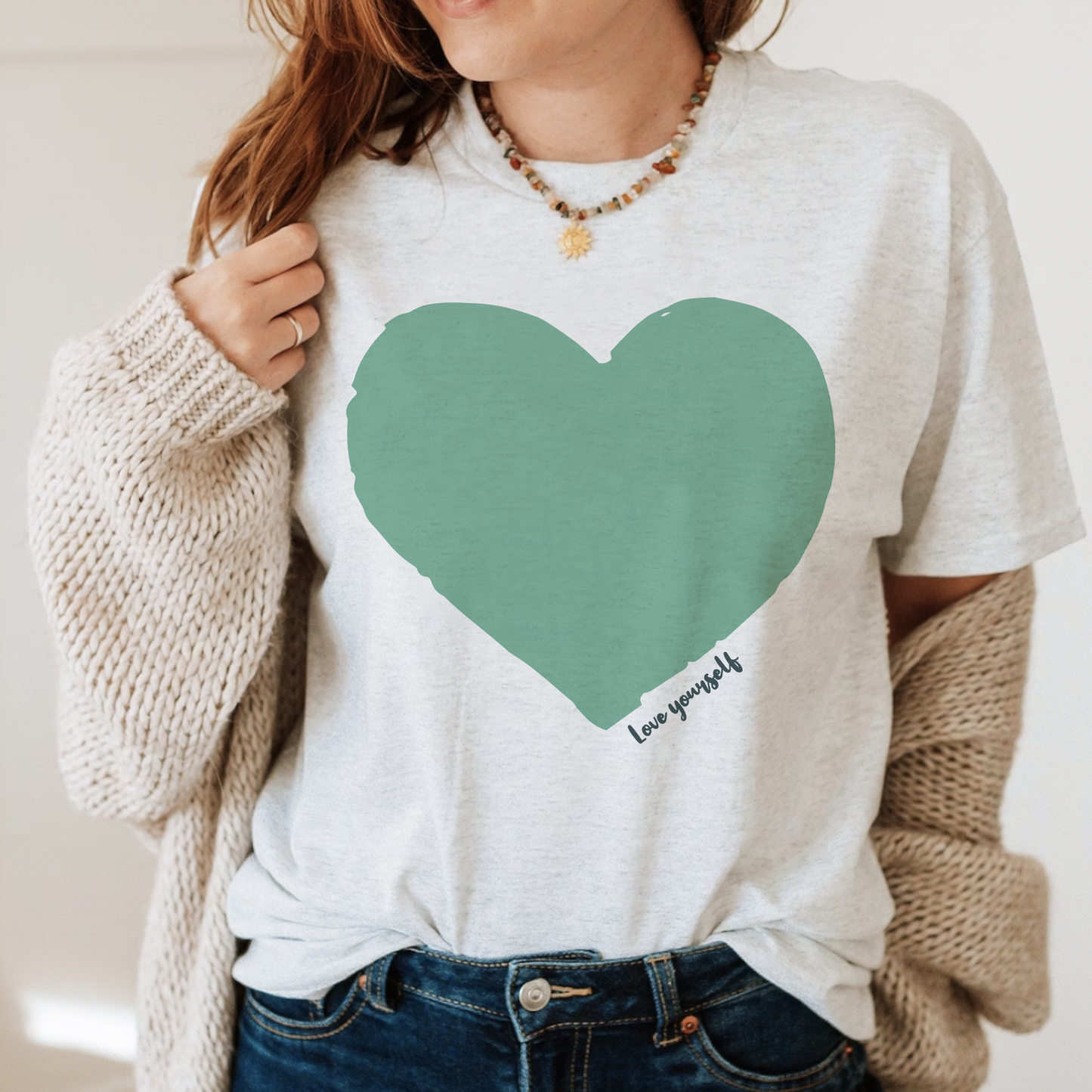 Love Yourself T-shirt, Green Heart