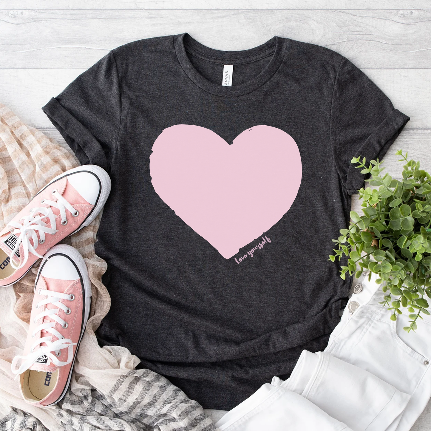 Love Yourself T-shirt, Pink Heart