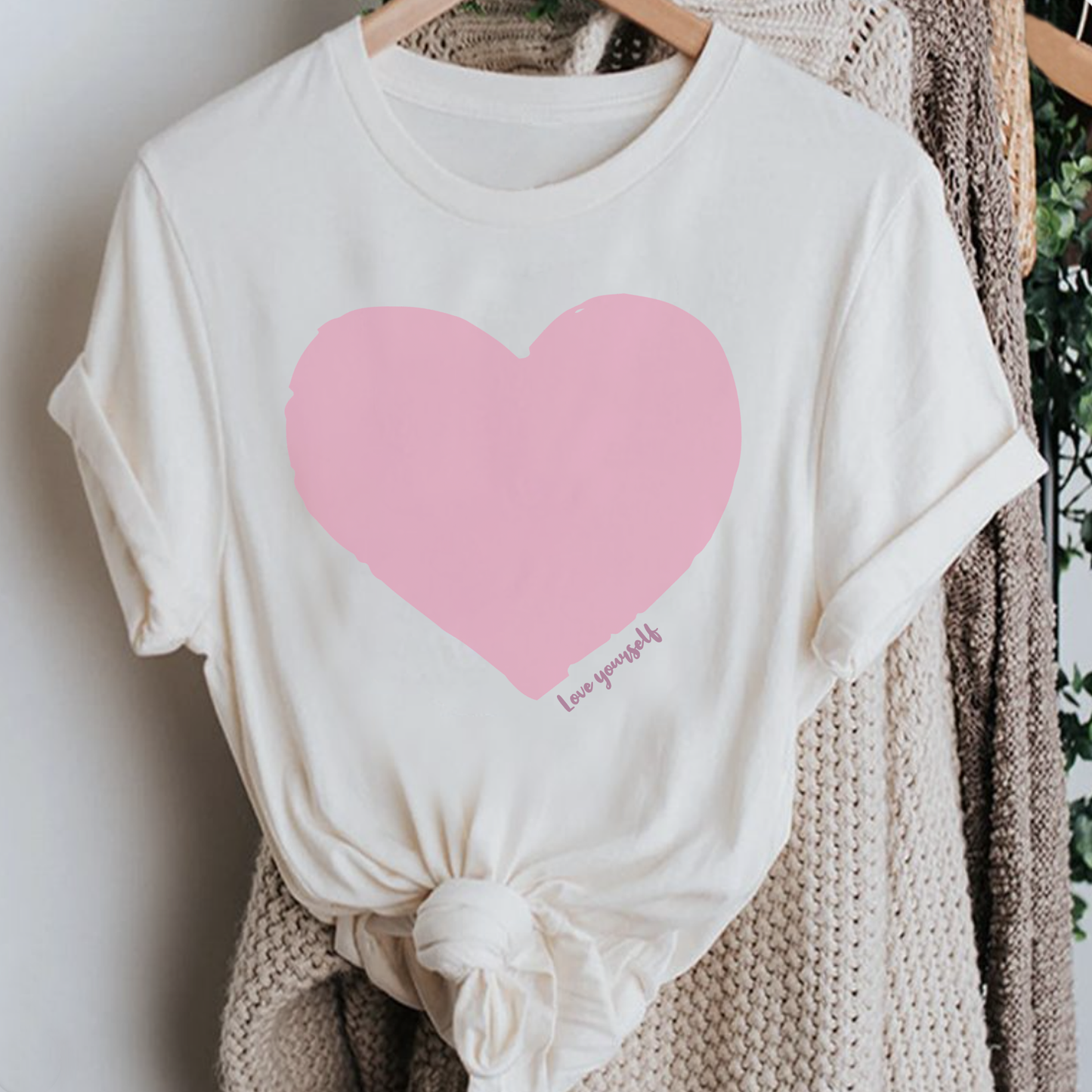 Love Yourself T-shirt, Pink Heart