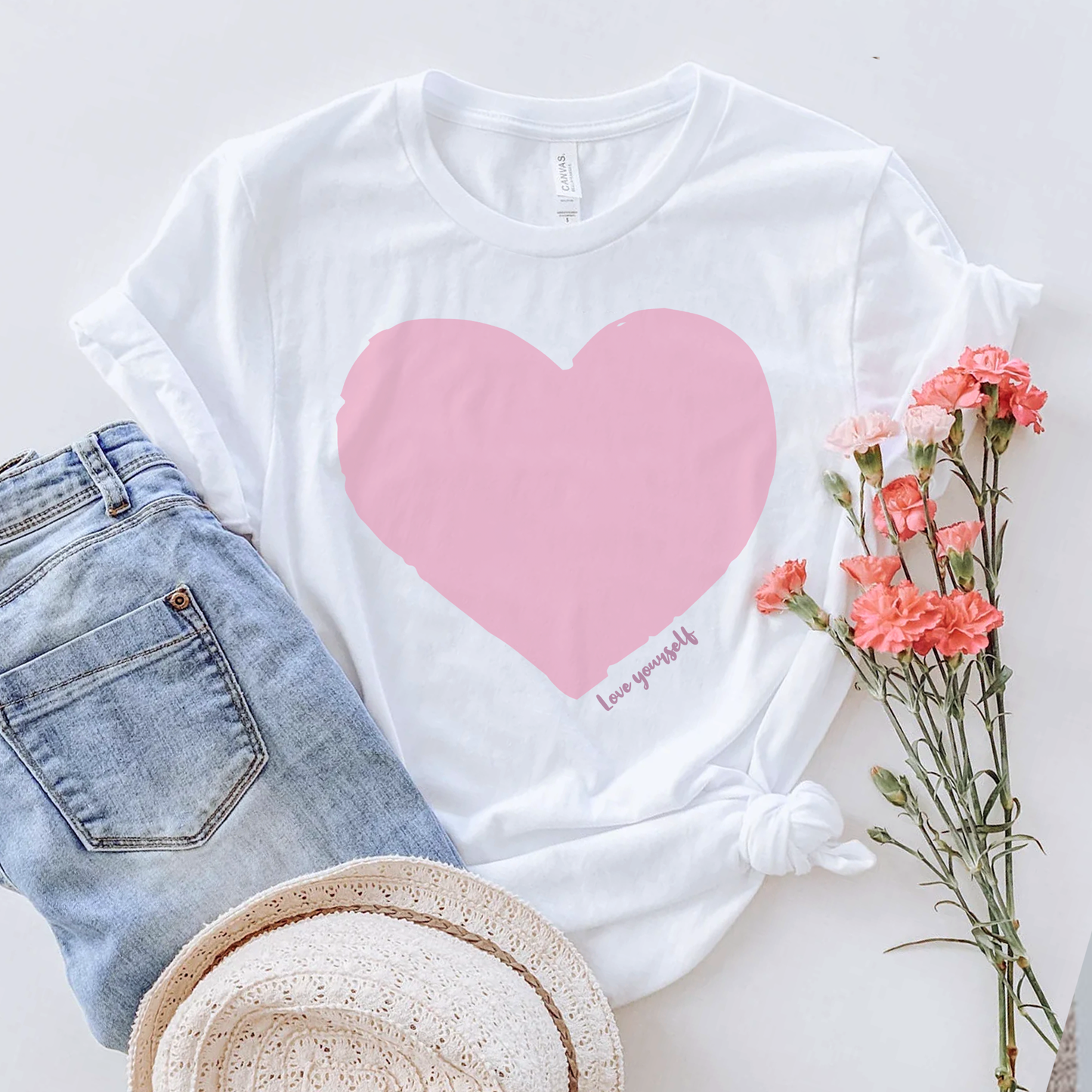 Love Yourself T-shirt, Pink Heart