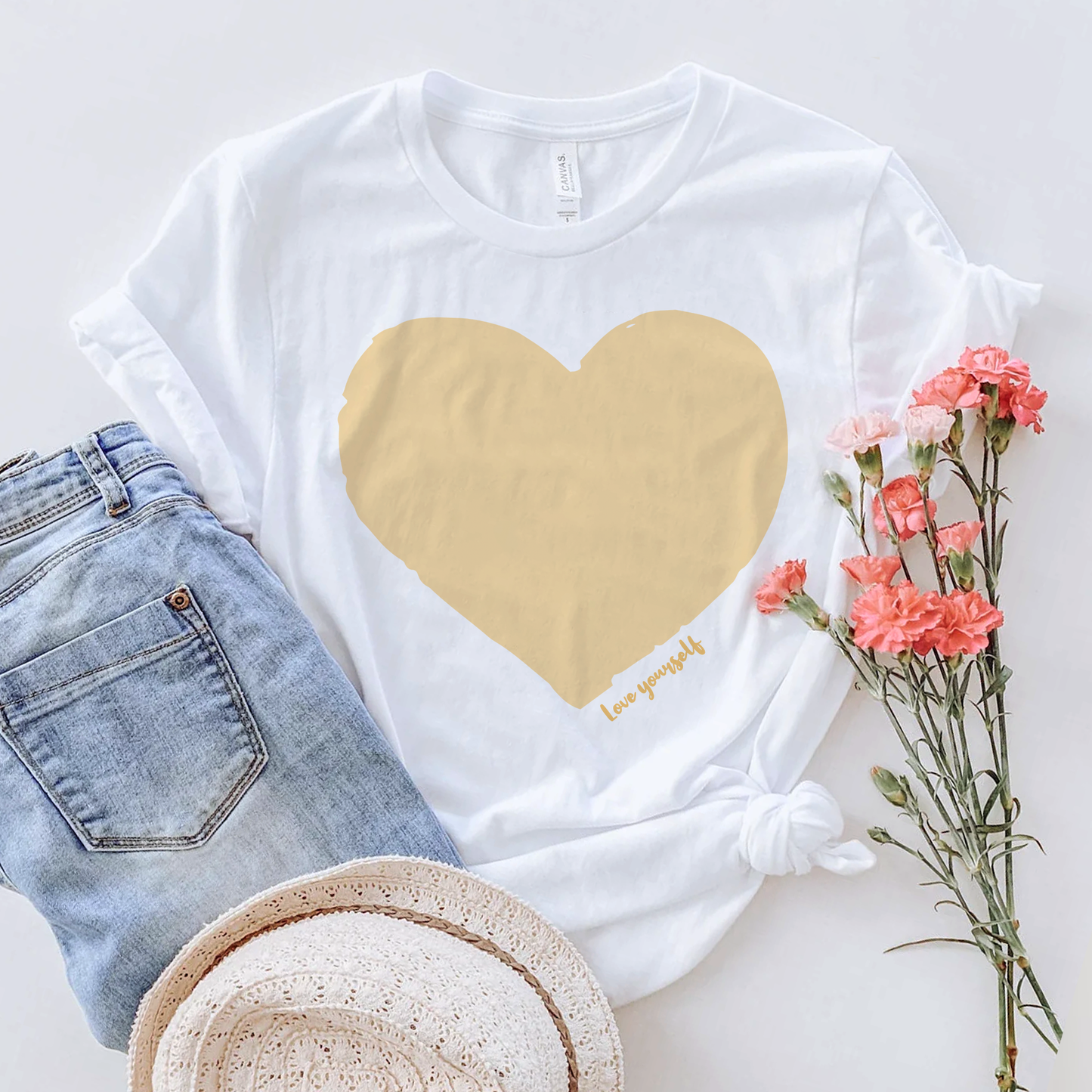 Love Yourself T-shirt, Yellow Heart