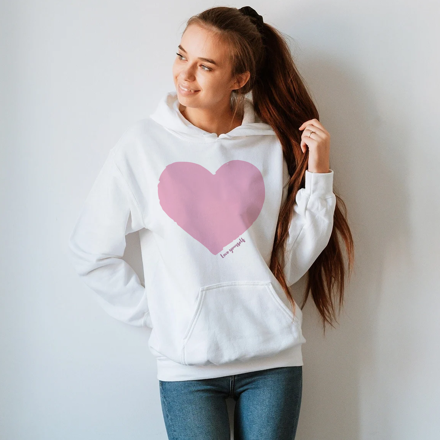 Love Yourself Hoodie, Pink Heart